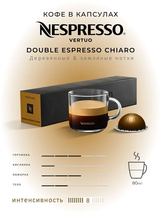 Капсулы Nespresso Vertuo Double Espresso Chiaro (80 ml) 29 - фото 4526